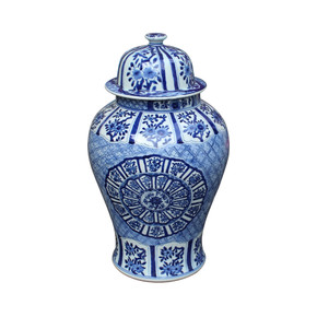 Blue & White Medallion Plum Blossom Temple Jar