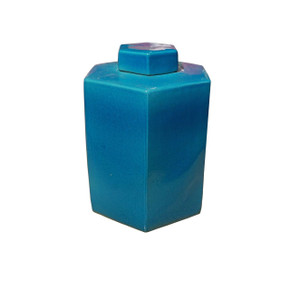 Hex Tea Jar 14H - Turquoise