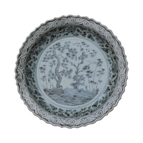 B&W Ming Plate Bamboo Motif