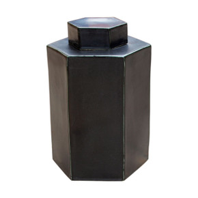 Hex Tea Jar 14H - Matte Black