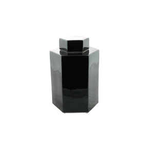 Hex Tea Jar 14H - Black
