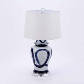 Blue and White Swirl Brushstroke Table Lamp