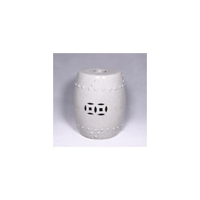 Off-White Crackle Porcelain Garden Stool