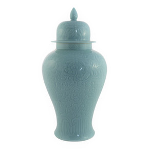 Celadon Lotus Temple Porcelain Jar