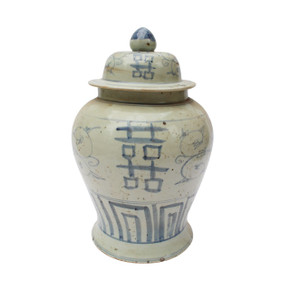 Blue & White Silla Temple Porcelain Jar Seagrass Motif