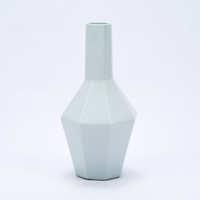 White Hex Spindle Porcelain Vase Large