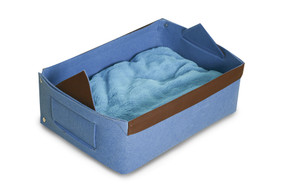 Felt Fabric Cat Bed Small blue