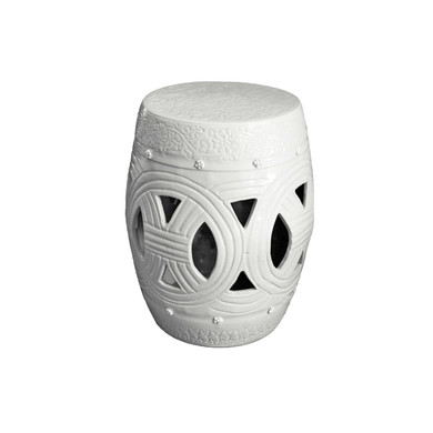 Carved Rope Stool - White