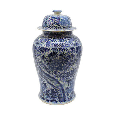 B&W Blooming Flowers Temple Jar