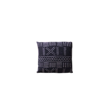 Black Mudcloth Pillow - Five Line & Cross