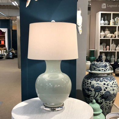 Lion Mouth Porcelain Jar Mint Green Lamp