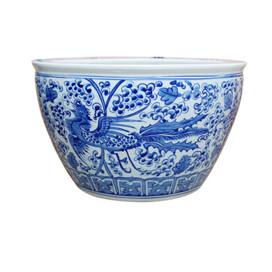 Blue & White Porcelain Pheonix Flower Pot