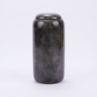 Shagreen Gray Cylinder Porcelain Jar Large