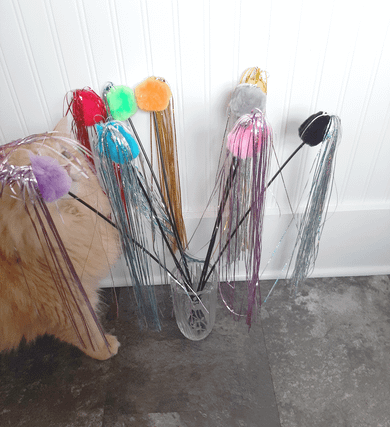 mylar sparkler wand cat toy