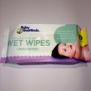 Baby BeeHinds 100% Natural Bamboo Wet Wipes - 80 Pack