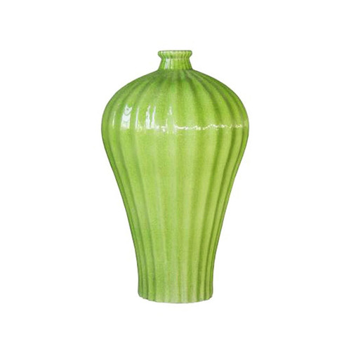 Fluted Plum Vase - Lime Green
