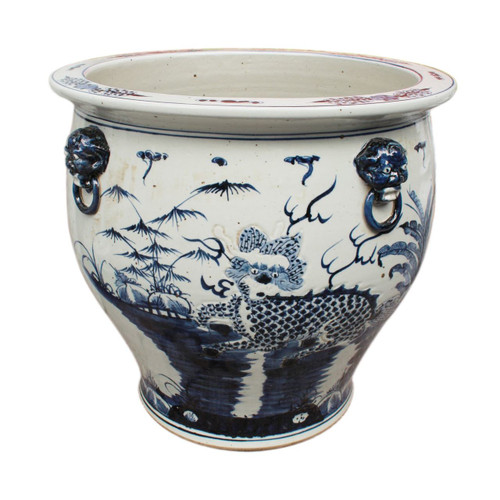 Blue & White Kylin Bowl Shape Planter