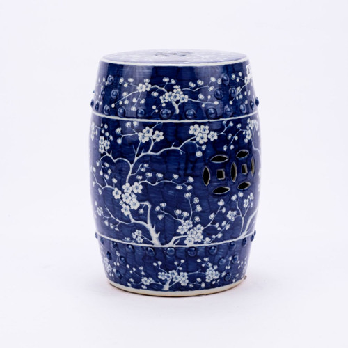 Blue & White Garden Stool Plum Blossom Motif
