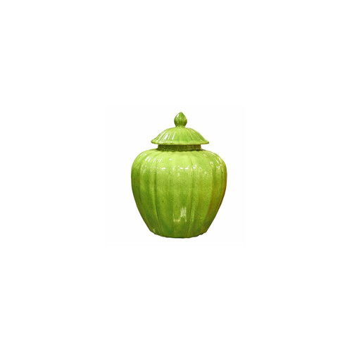 Fluted Pumpkin Jar - Lime Green