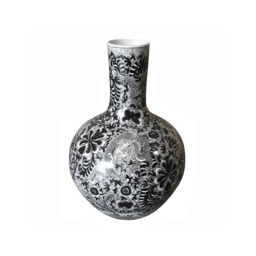Black Dragon Globular Vase