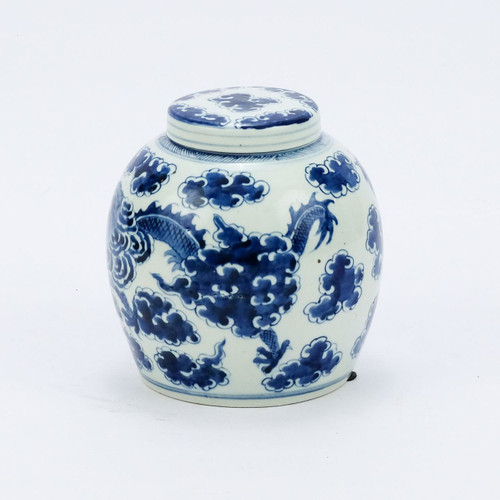 Blue & White Dragon Cloud Ancestor Jar