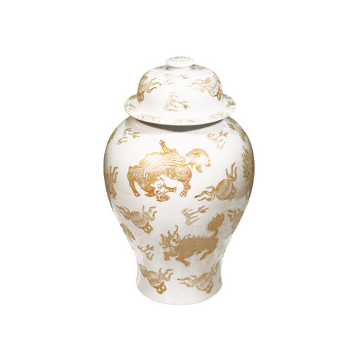 White Temple Jar Gold Kylin - 26H