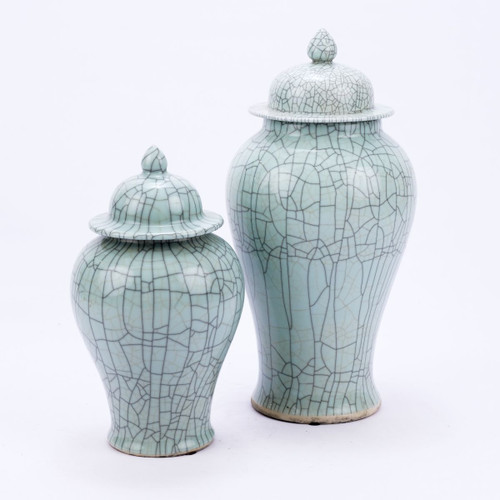 Crackled Celadon Temple Jar - 3 sizes