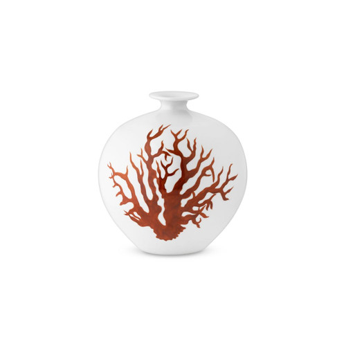 White Pomegranate Vase - Red Coral