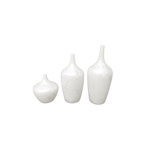Contemporary White Crystal Shell Vases - Set of 3