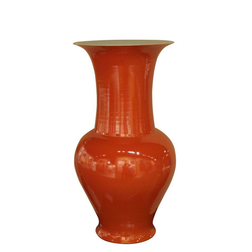 Wide Mouth Vase - Orange Crackle