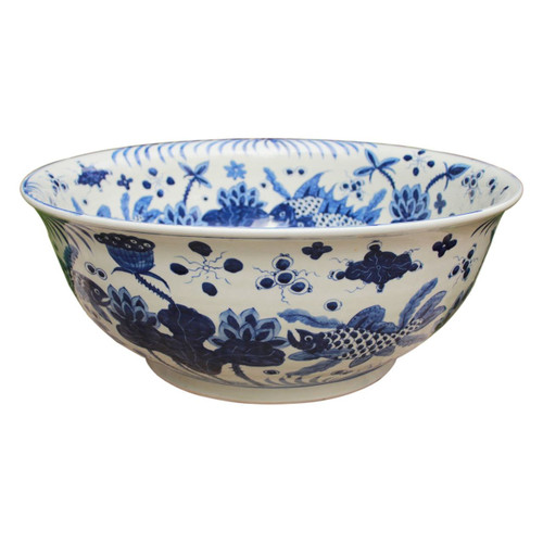 Blue & White Fish Bowl Large