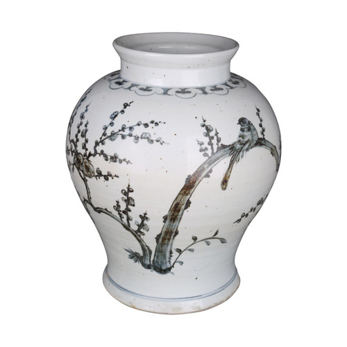 B&W Yuan Dynasty Flaring Rim Jar Magpie On Treetop