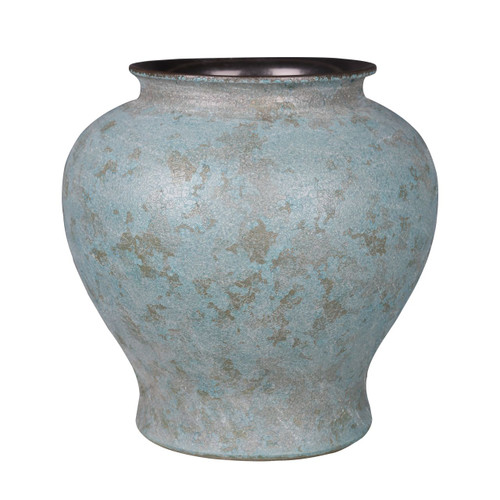 Weathered Bronze Green Crackle Jar - S