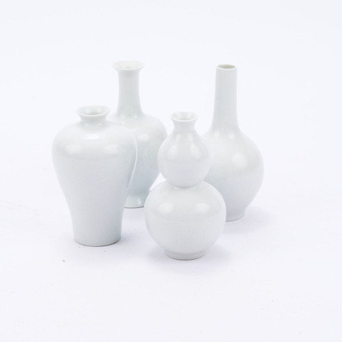 White Bud Vases 7 Inch H - Set of 4
