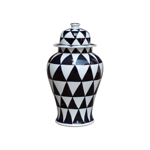 Black Triangle Lined Temple Jar - M