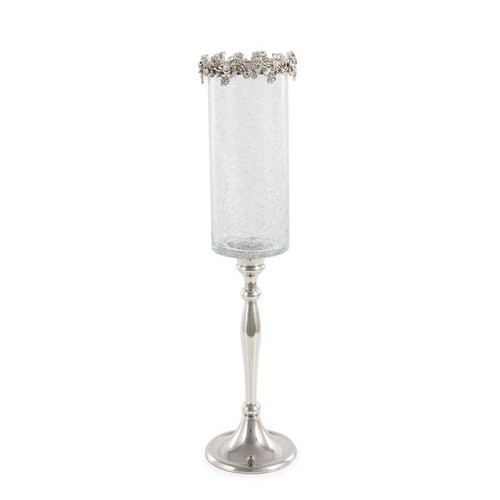 Candleholder Dion??sio Aluminum/ Glass/ Crystal Silver