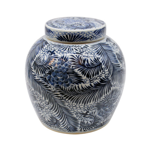 B&W Blooming Flowers Ancestor Jar