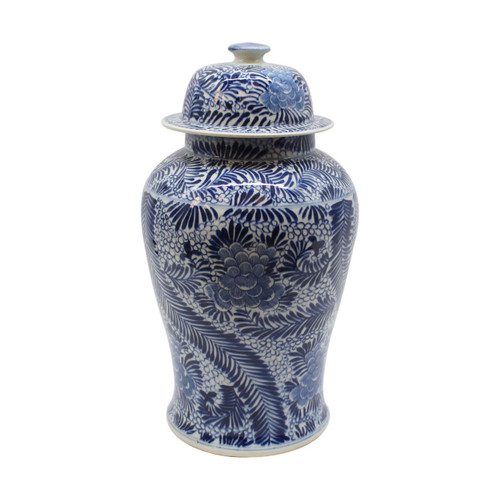 B&W Blooming Flowers Temple Jar