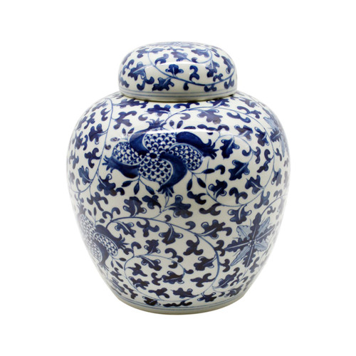 B&W Pomegranate Lidded Jar