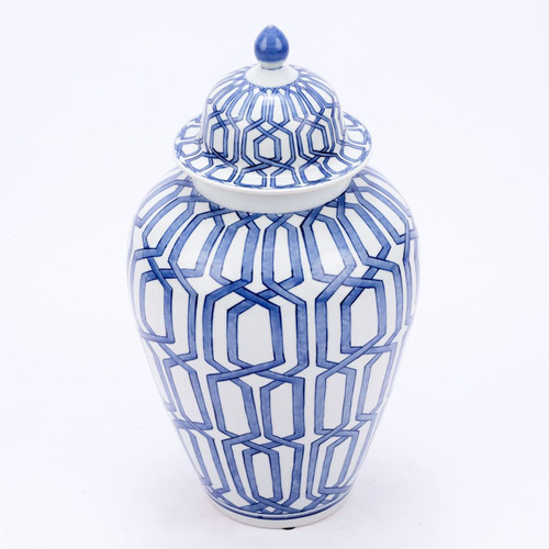 Blue & White Crossing Dimaond Heaven Jar