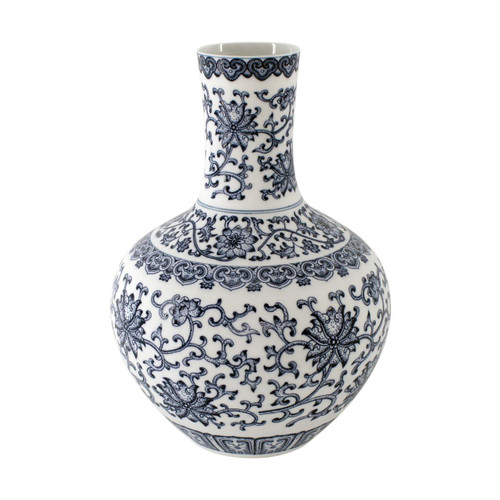 B&W Twisted Lotus Globular Vase