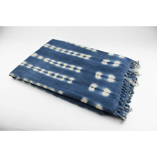 Vintage Mali Indigo Scarf Throw Shibori Pattern Mixed