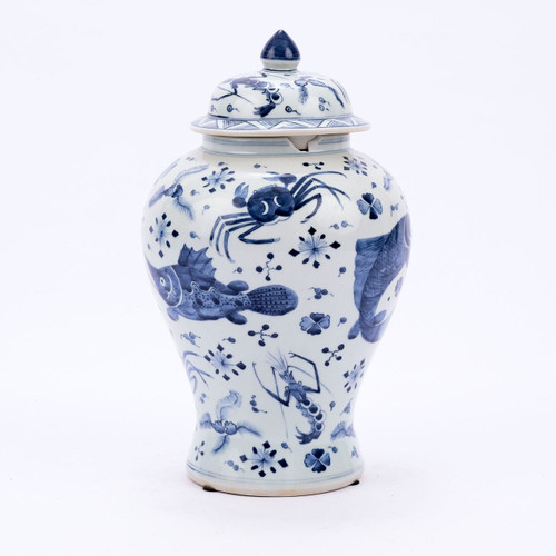 B&W Fish Shrimp & Crab Ginger Jar