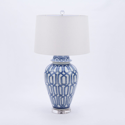 Blue and White Cross Diamond Table Lamp