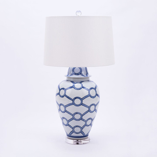 Blue and White Crossing Circle Lamp