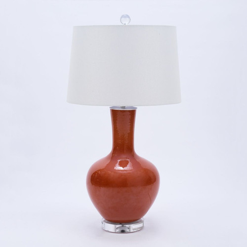 Orange Crackle Sphere Table Lamp
