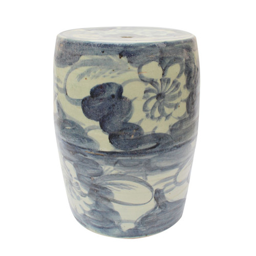 Blue & White Silla Porcelain Garden Stool Twisted Flower