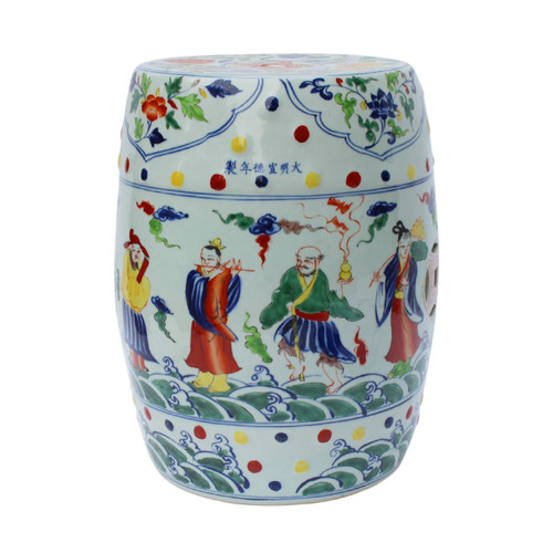 Multi-colored Porcelain Garden Stool Eight Immortals