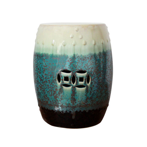 Rusty Teal Reaction Glazed Porcelain Garden Stool