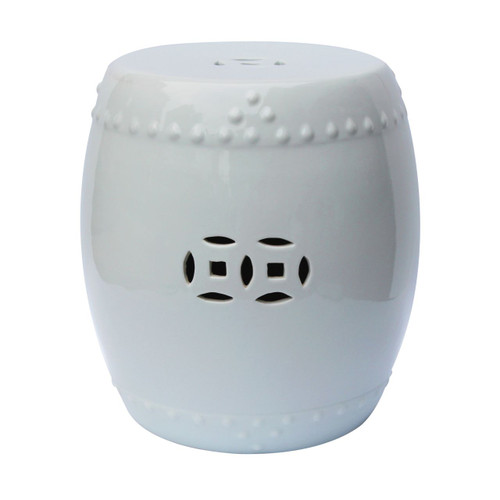 Porcelain Garden Stool Large - White